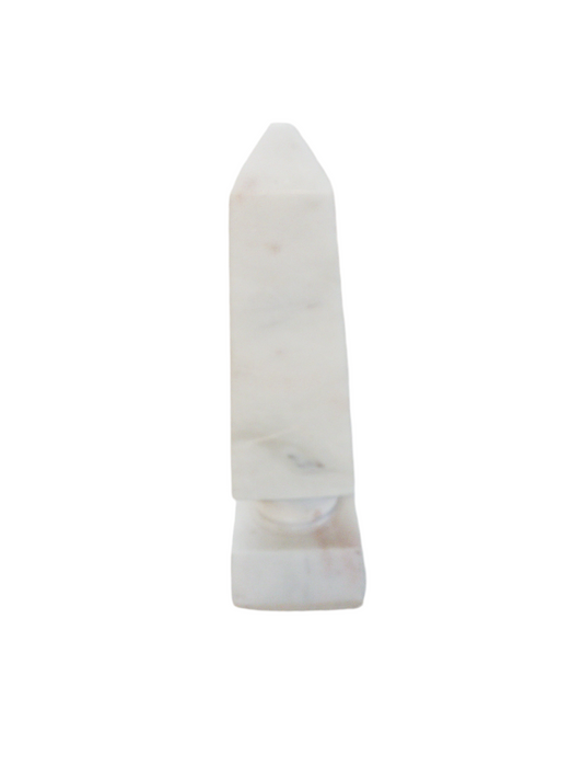 Large Vintage White Marble Obelisk