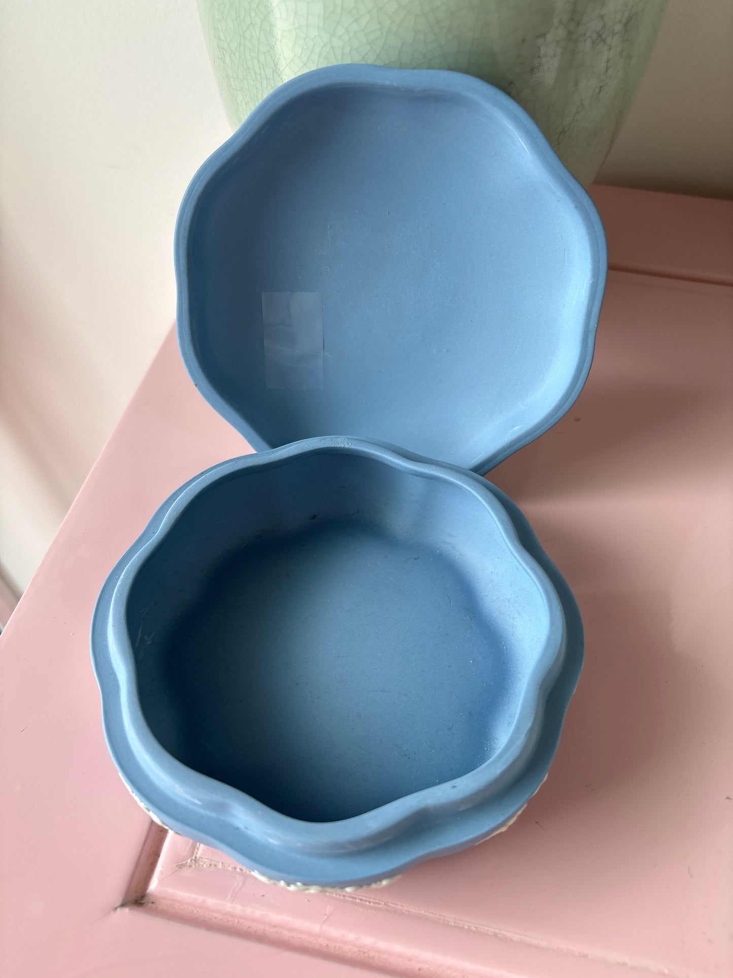Wedgwood Jasperware Blue Box with Scalloped Edge