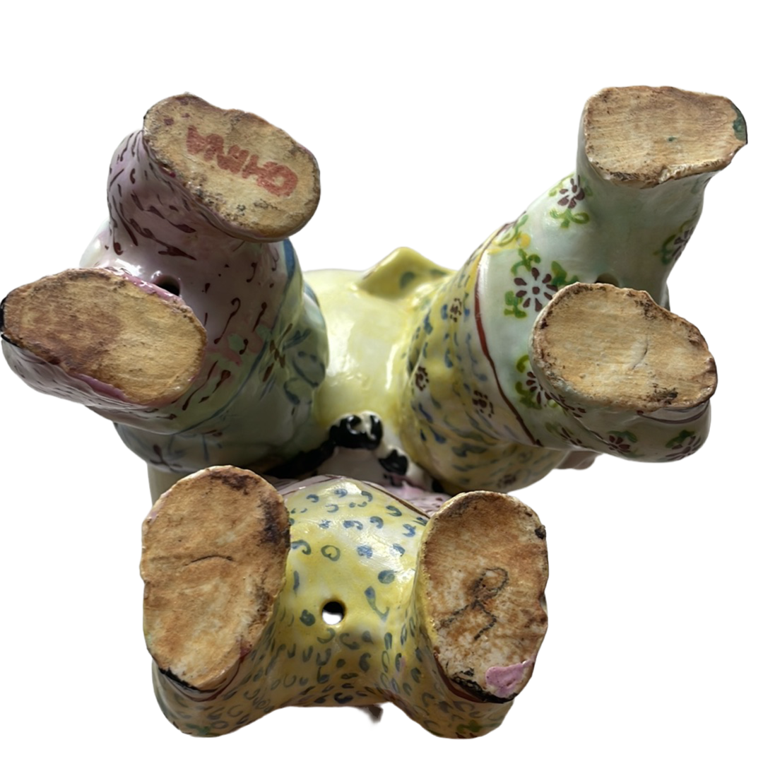 Antique Porcelain Famille Rose Peach Figure with Custom Stand