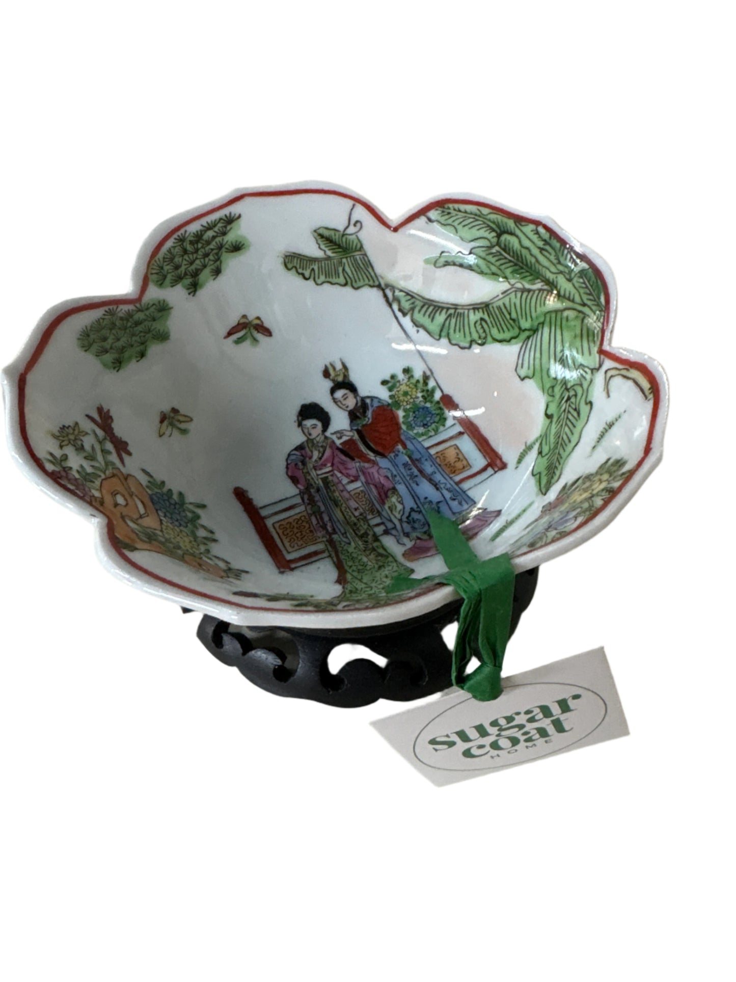 Vintage Famille Rose Chinoiserie Lotus Bowl