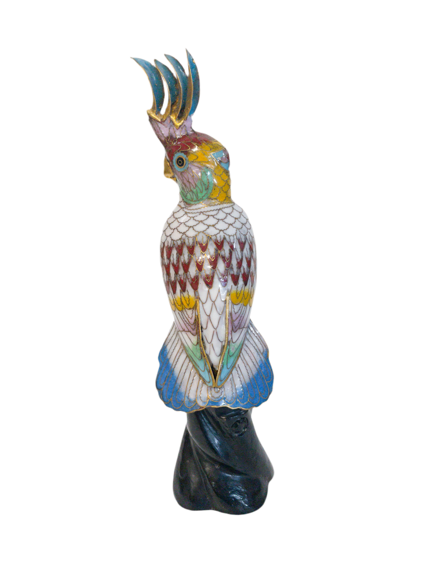 Vintage Cloisonné Cockatoo on Stand