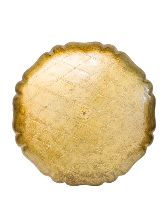 Vintage Round Florentine Red & Turq Tray