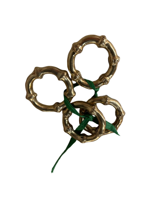 Vintage Brass Bamboo Napkin Rings Set of 4