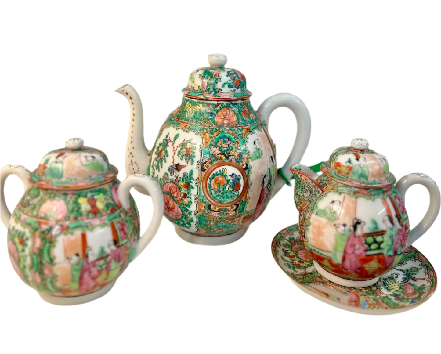 Antique Famille Rose Medallion Tea Set