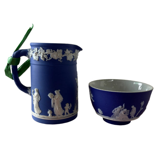 Vintage Cobalt Wedgwood Cream and Sugar Set