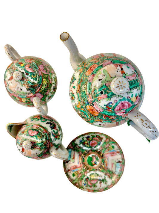 Antique Famille Rose Medallion Tea Set