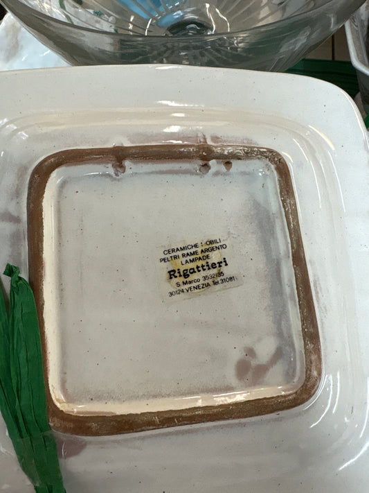 Vintage Italian Hand painted Faience Square Plate