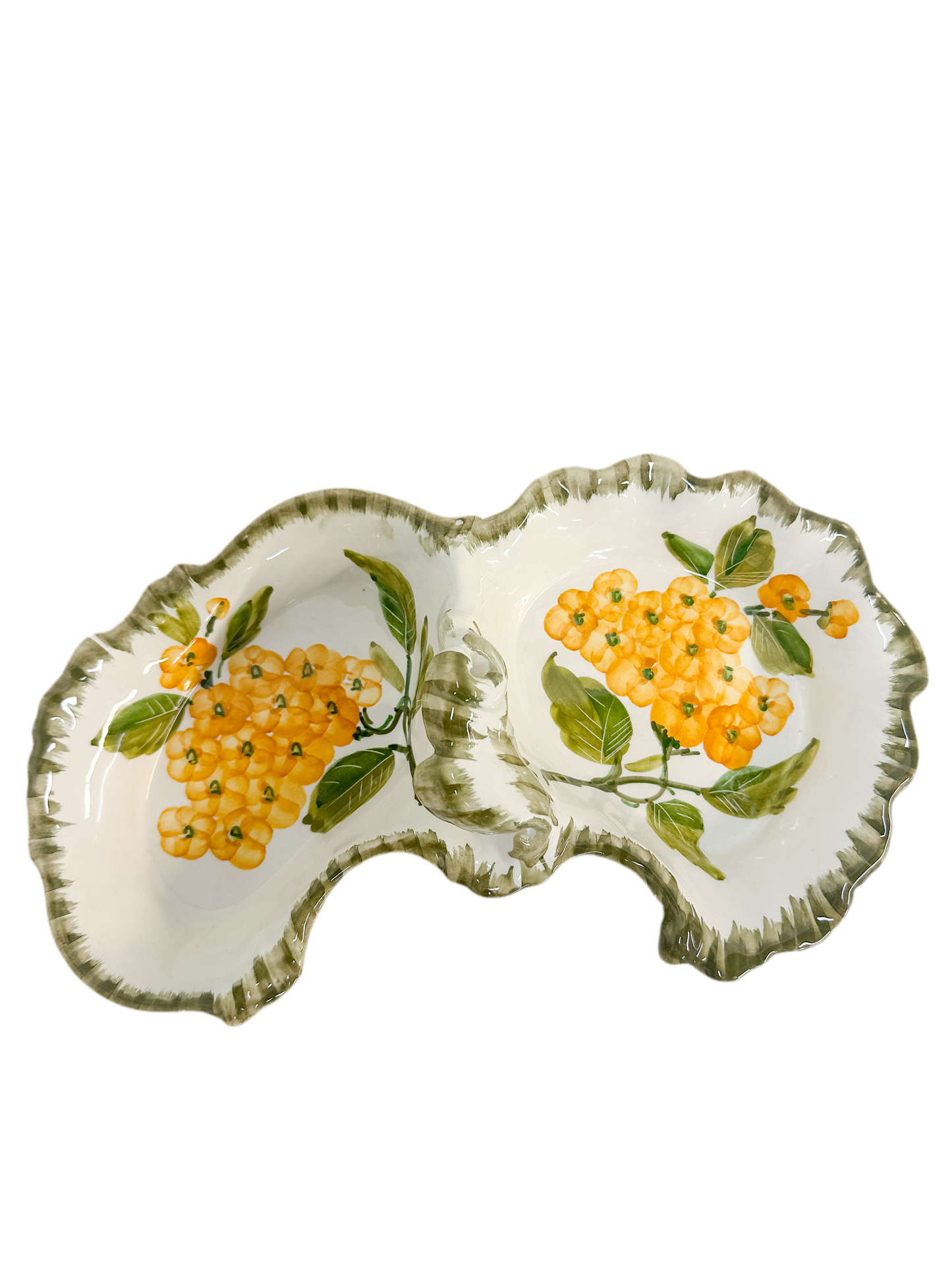 Vintage Italian Yellow Floral Divided Dish
