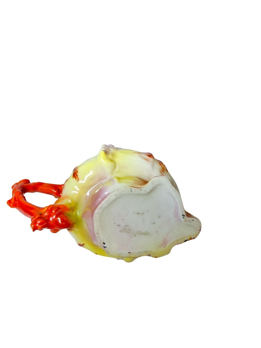 Antique Royal Bayreuth Conch Shell Creamer with Coral Handle