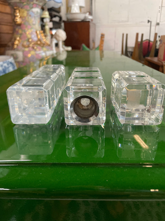 Mid-century Lucite Cube Candleholder Trio by Peter Alan