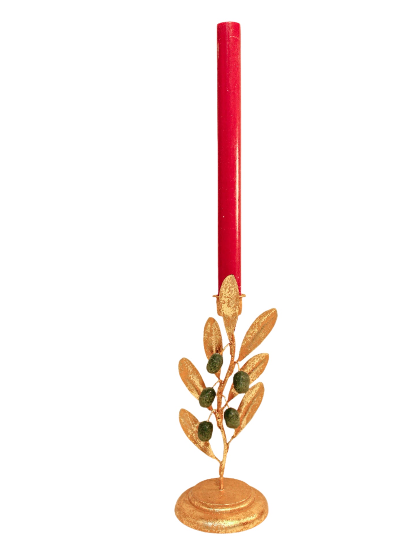 Olive Branch Tole Candlestick Pair