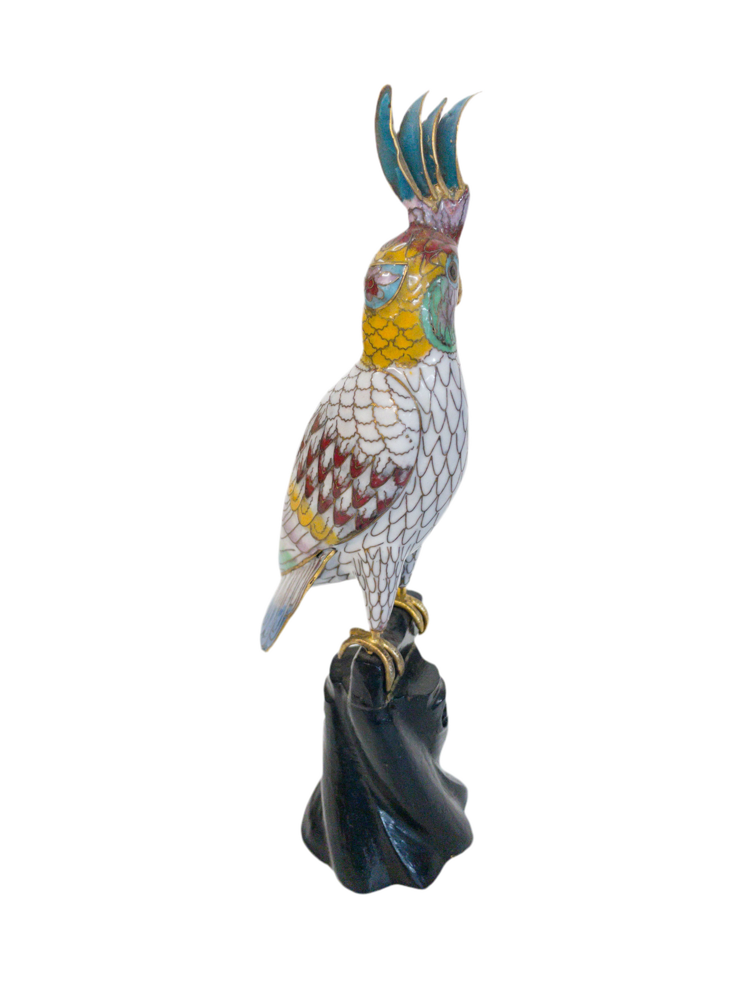 Vintage Cloisonné Cockatoo on Stand