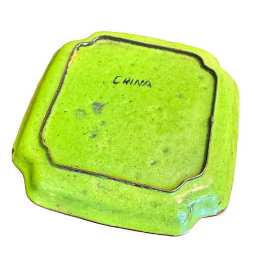 Antique Bird and Flower Cloisonné Trinket Dish