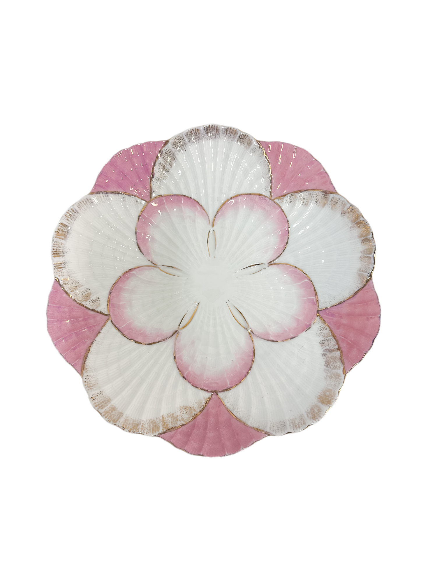 Vintage Pink & White Scallop Plate