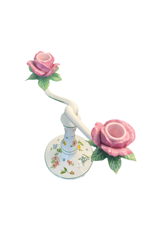 Vintage Floral Rose Candelabra