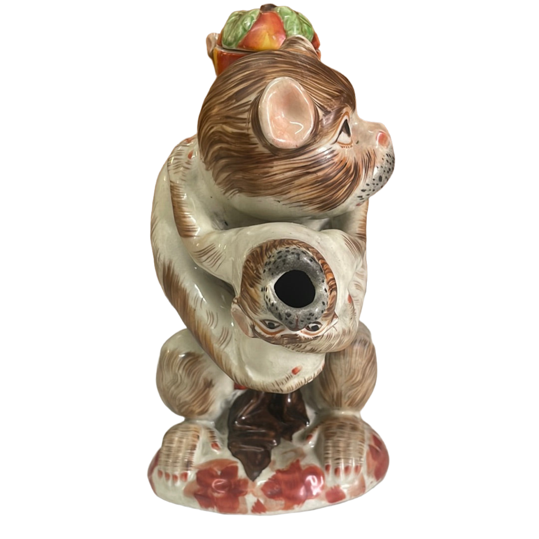Antique Staffordshire Teapot Figural Monkeys