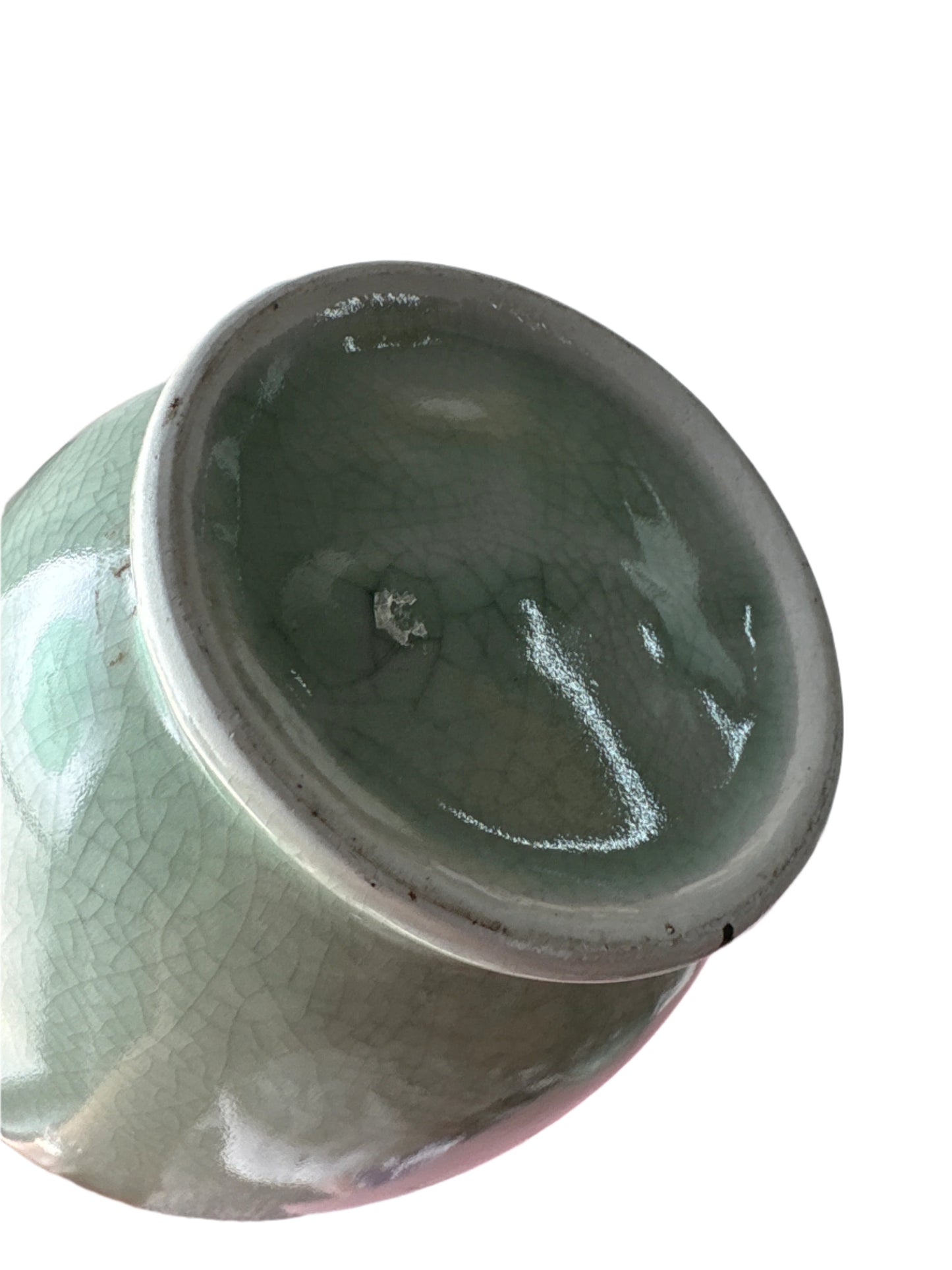 Vintage Celadon Dragon Handle Vase