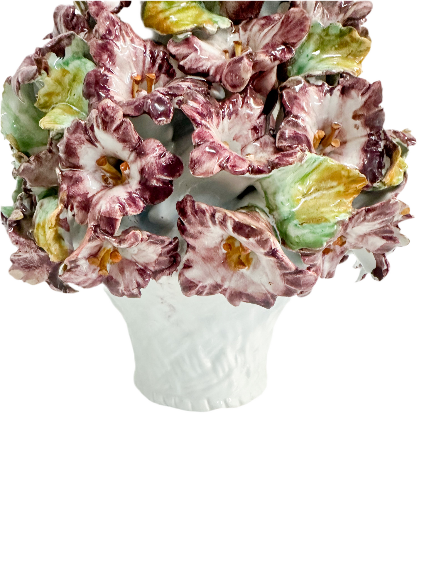 Vintage Italian Hibiscus Porcelain Topiary