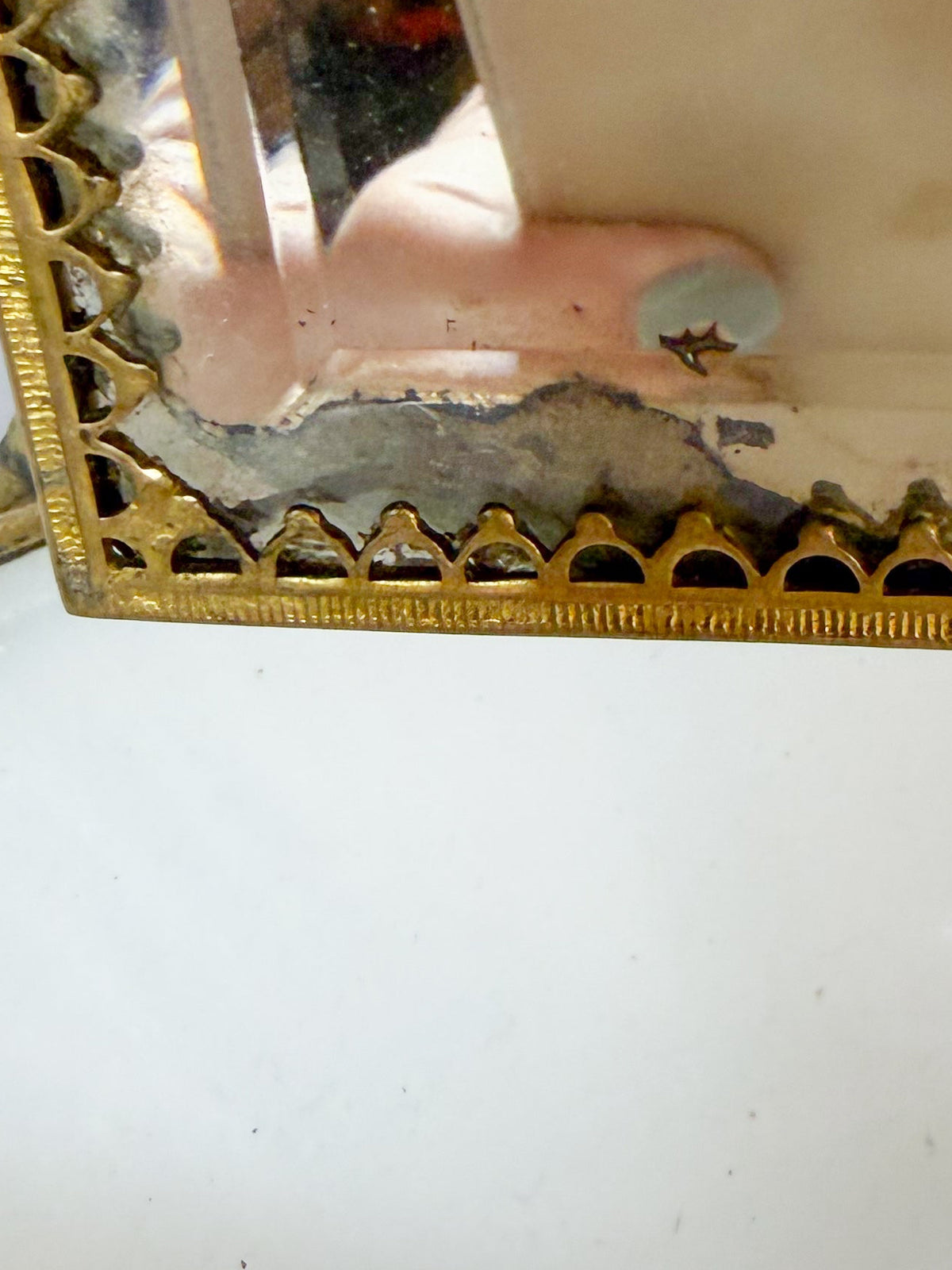 Antique French Palais Royal Opaline Vanity Set on brass bamboo set