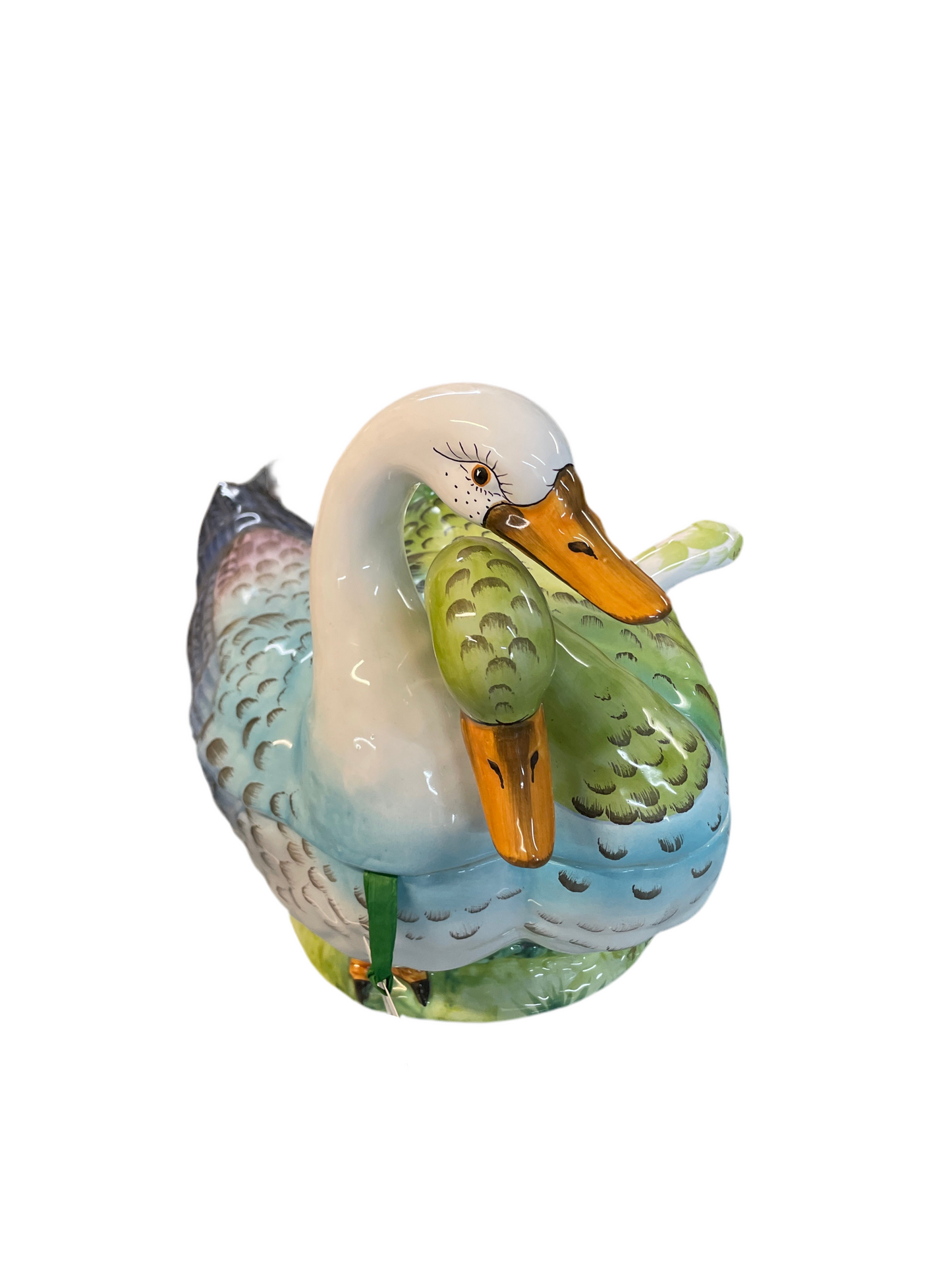 Vintage Majolica Hand Painted Goose Tureen