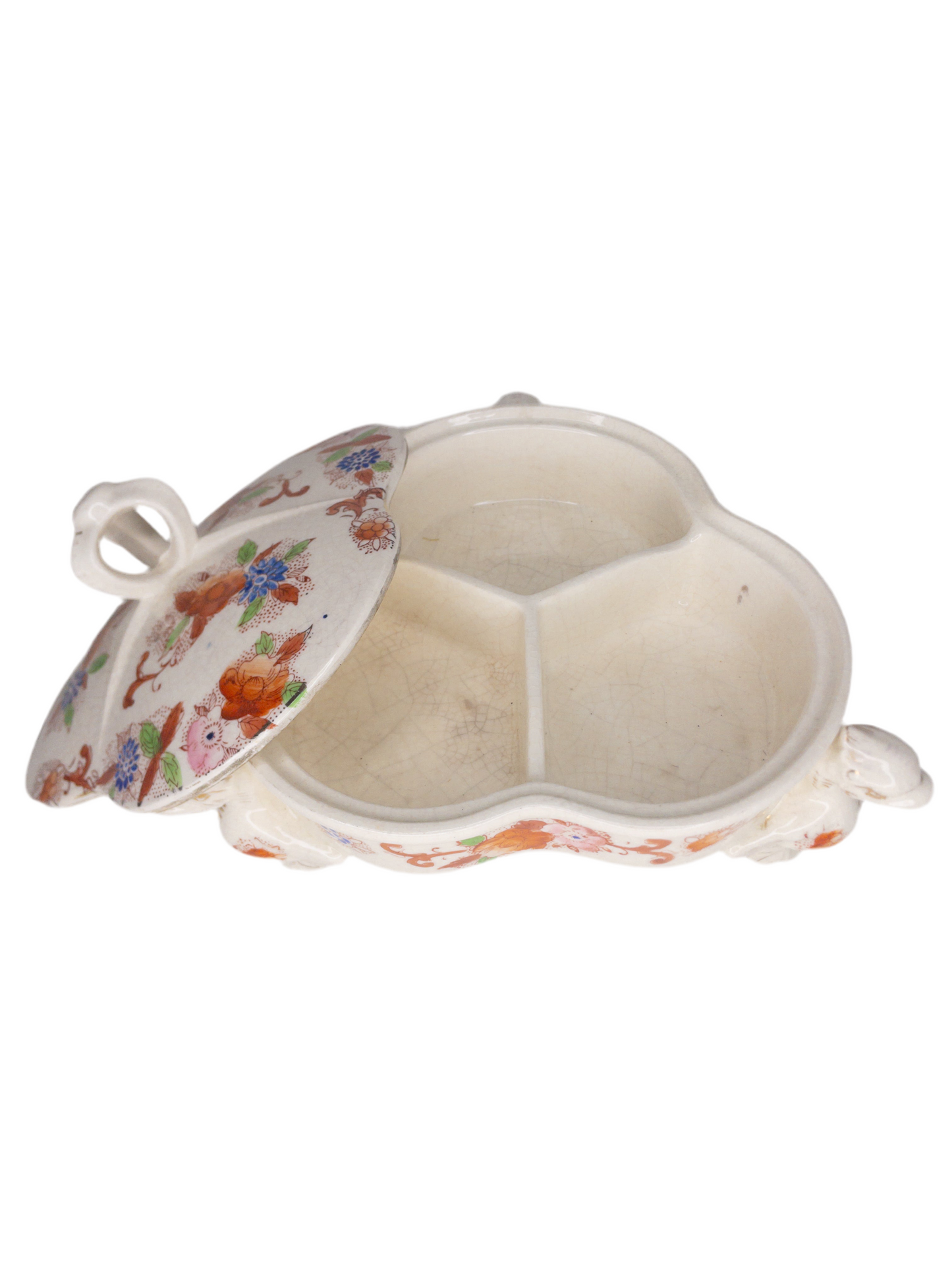 Vintage Asian Divided Dish on Raised Dragon Legs