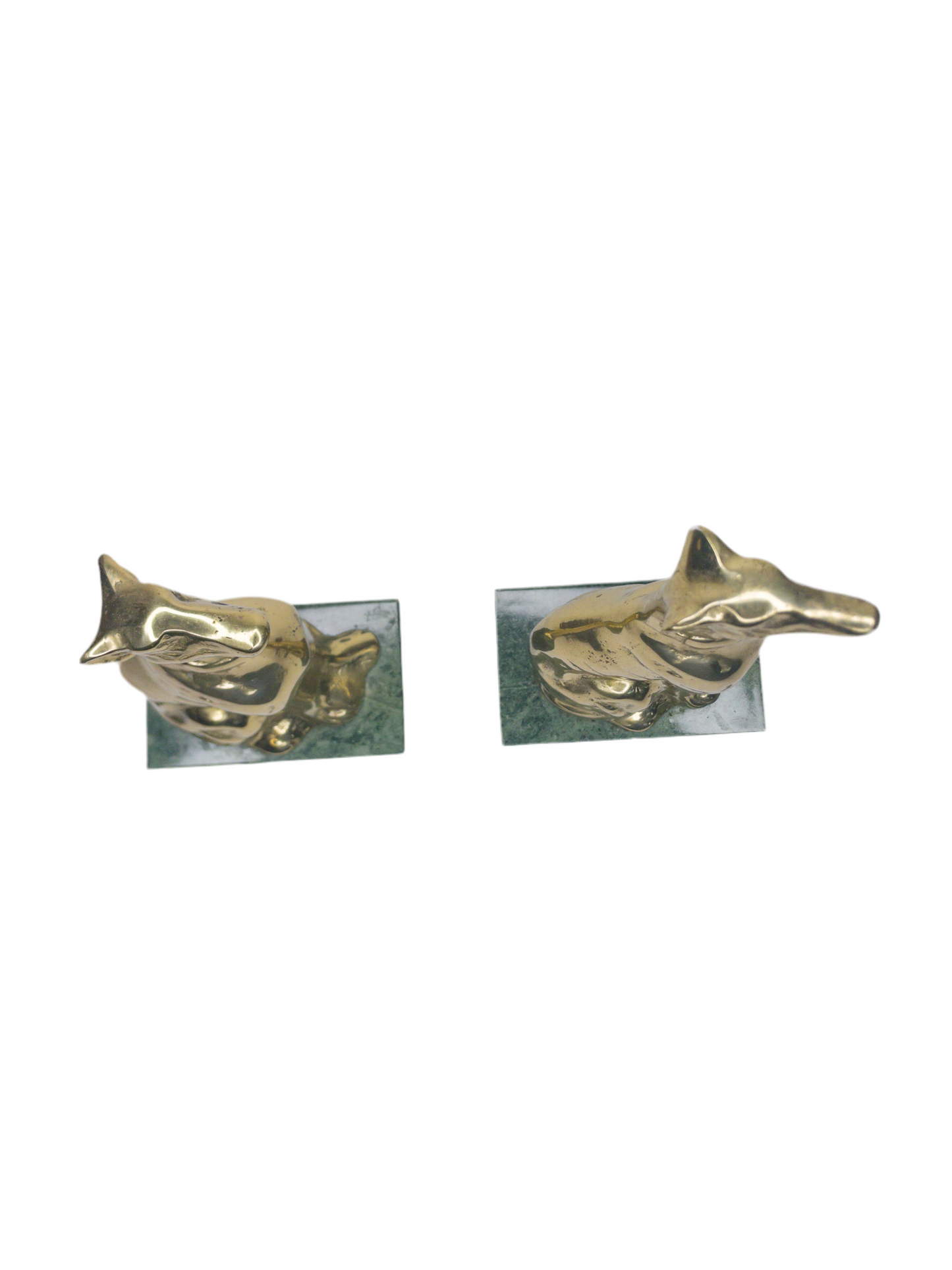 Vintage Greyhounds Brass on Marble pair