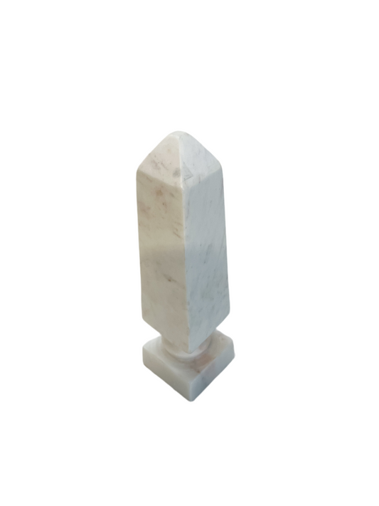 Vintage White Marble Obelisk