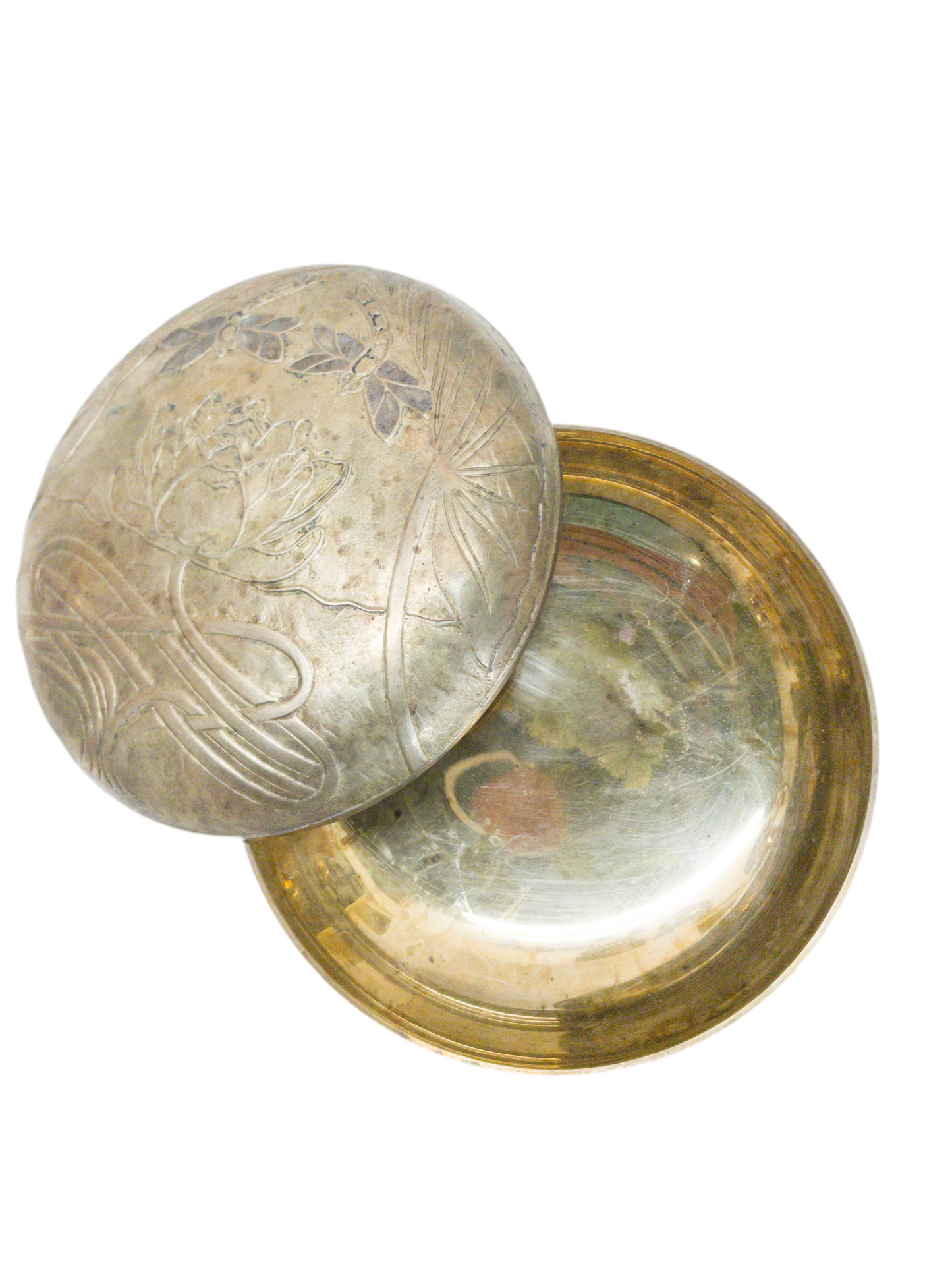 Art Nouveau Brass Lidded Bowl