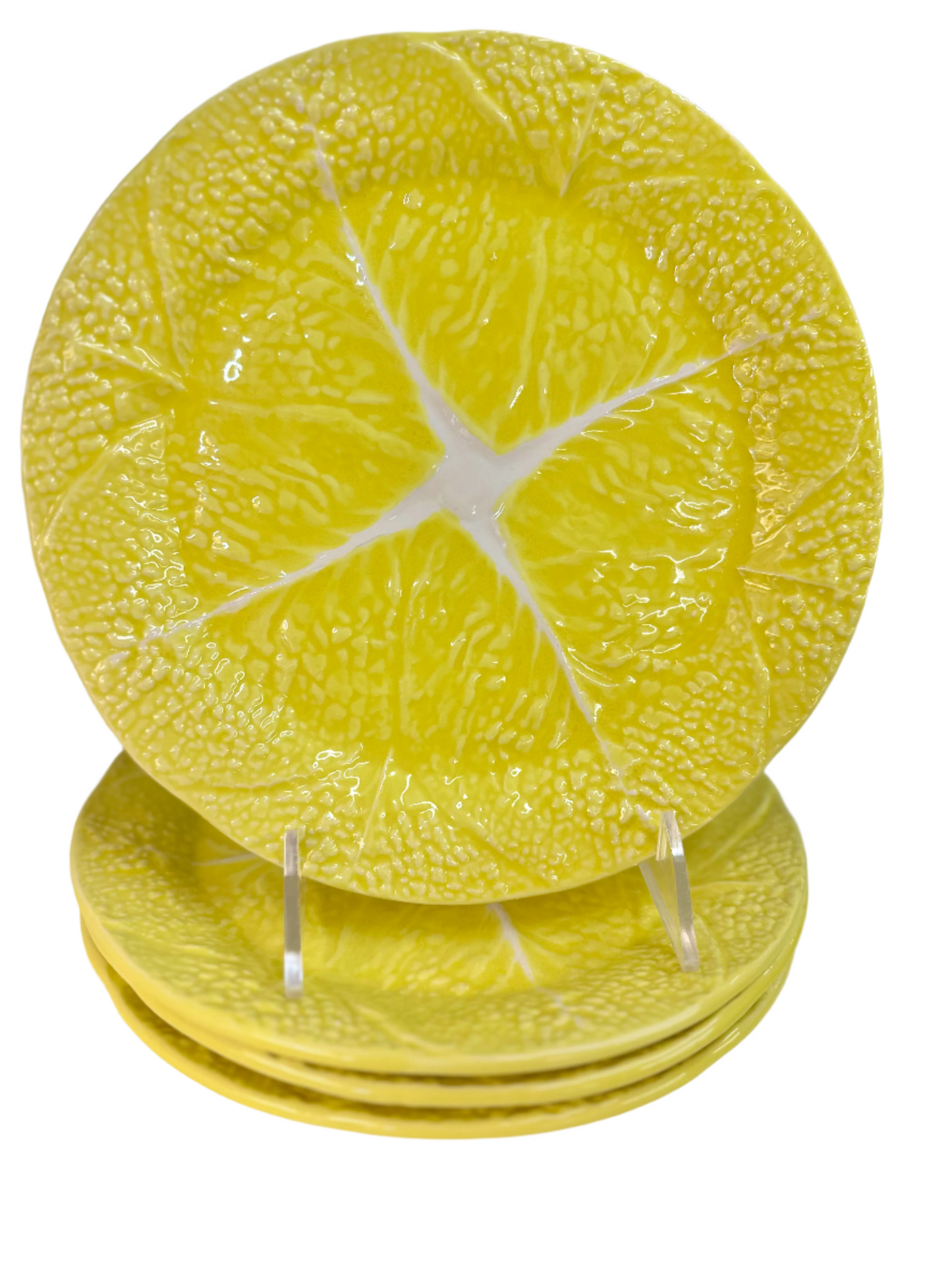 Vintage Yellow Secla Portugal Dinner Plates - set of 4