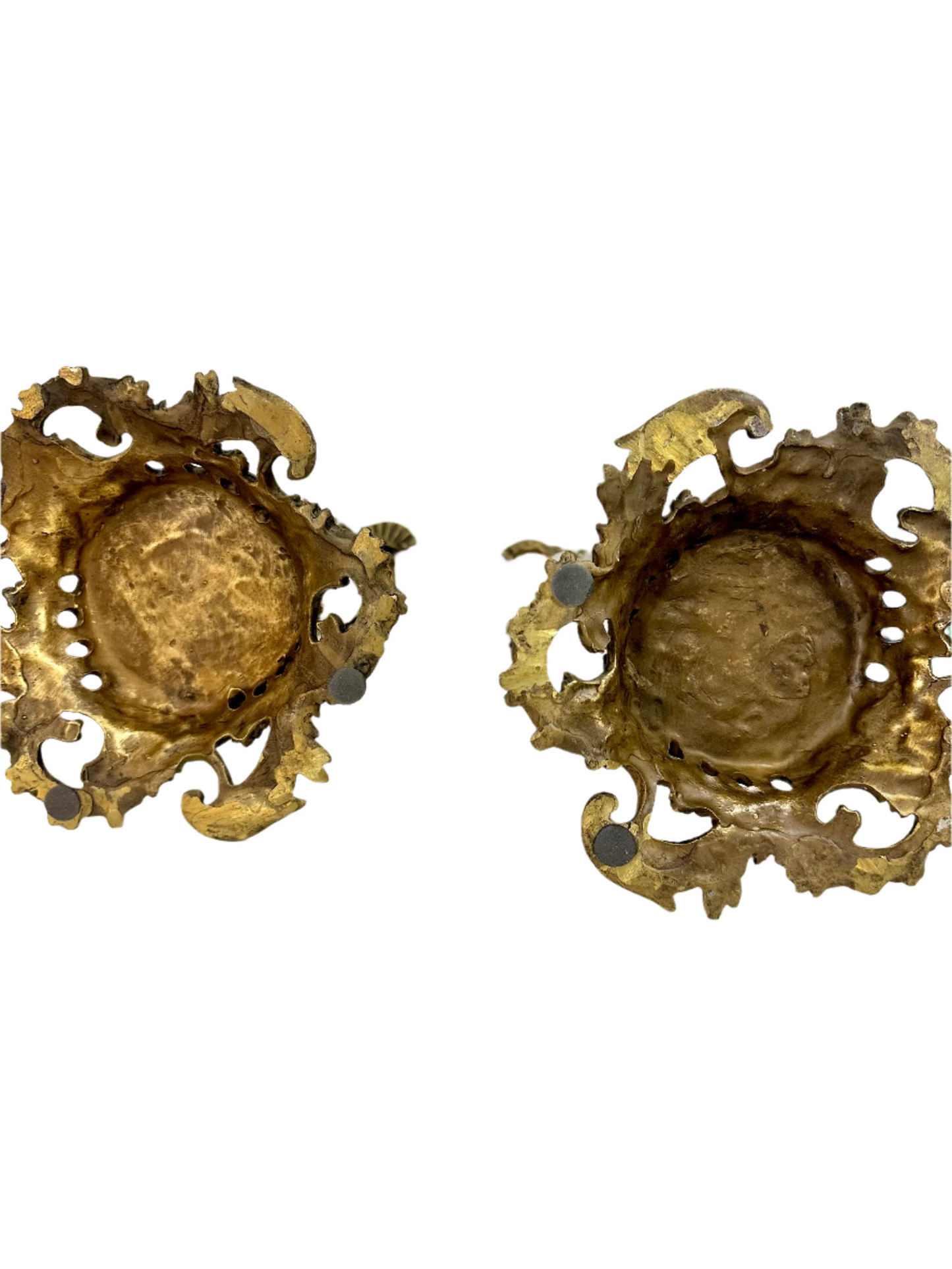 Hand Painted Bronze Wrapped Porcelain Ormolu Parrot Candle Holders