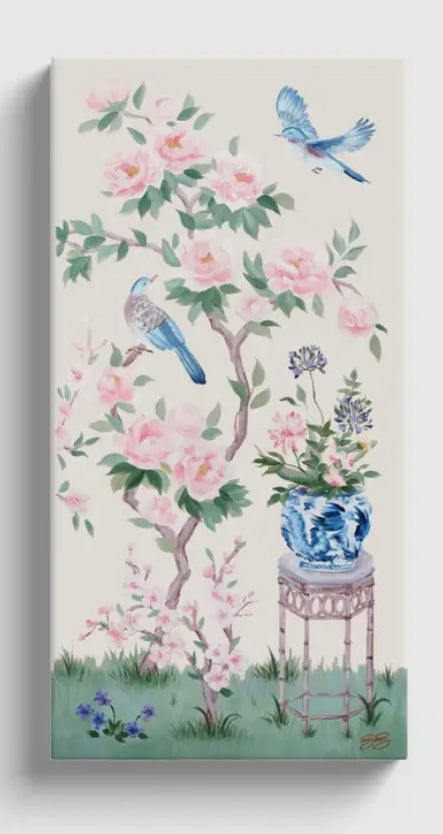 Ivory Chinoiserie Panel on Canvas