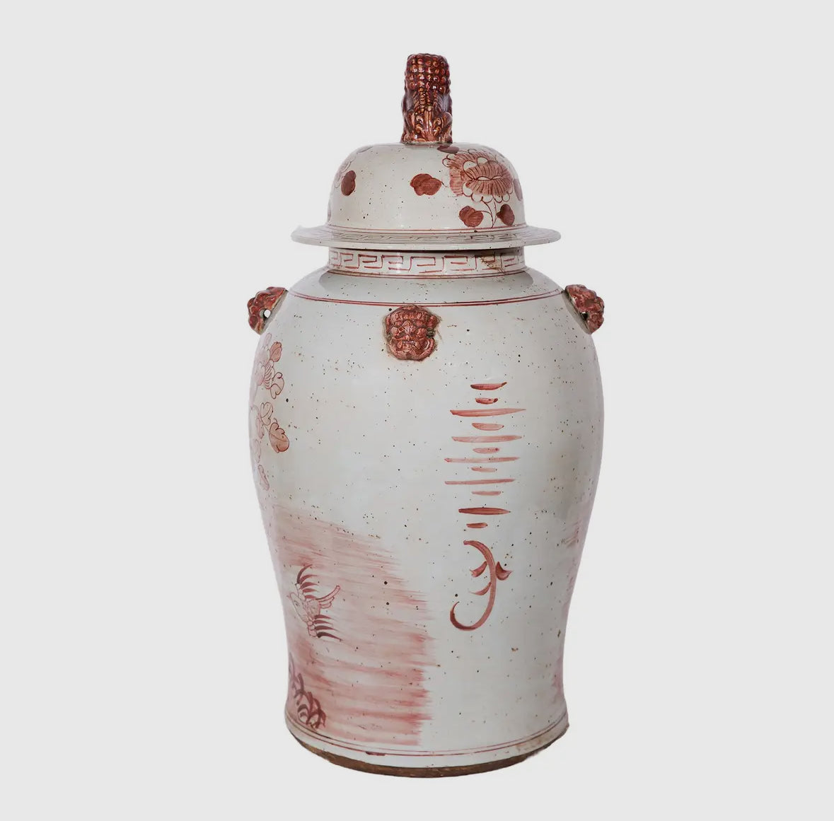 XL Hand Painted Burgundy Temple Jar