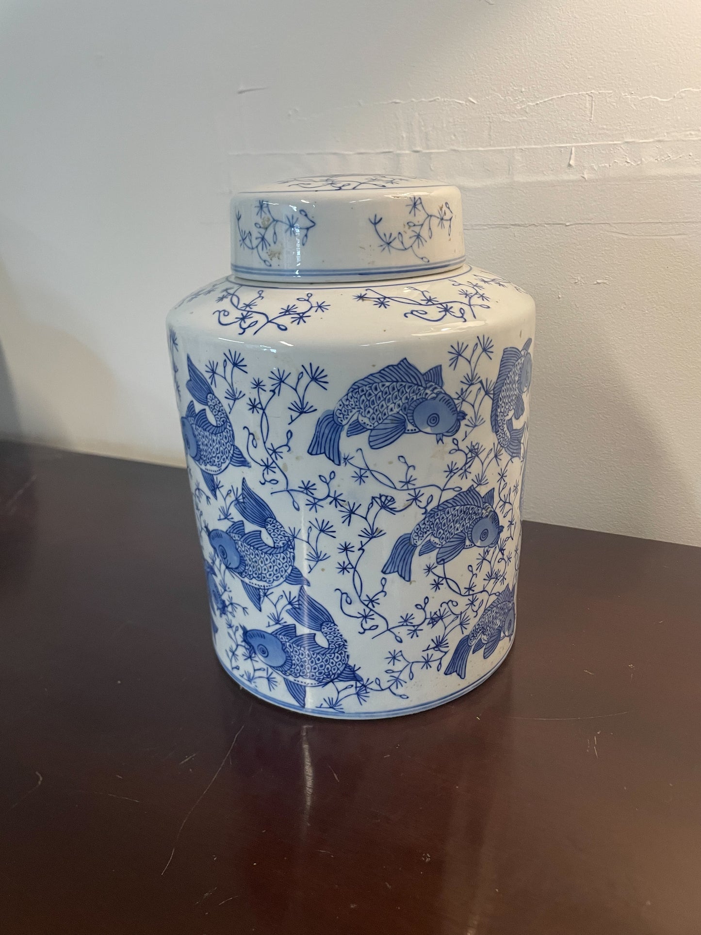 Koi Fish Temple Jar with Lid