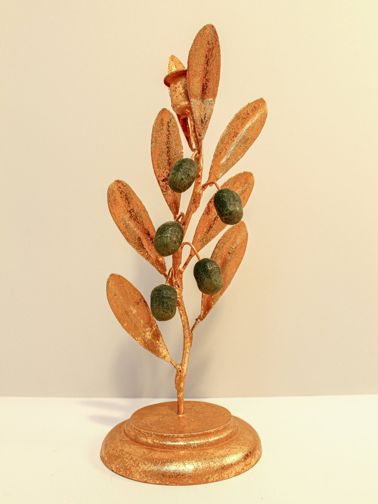 Olive Branch Tole Candlestick