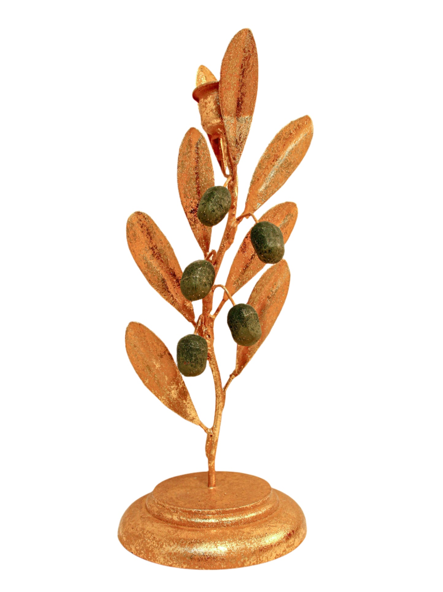Olive Branch Tole Candlestick Pair