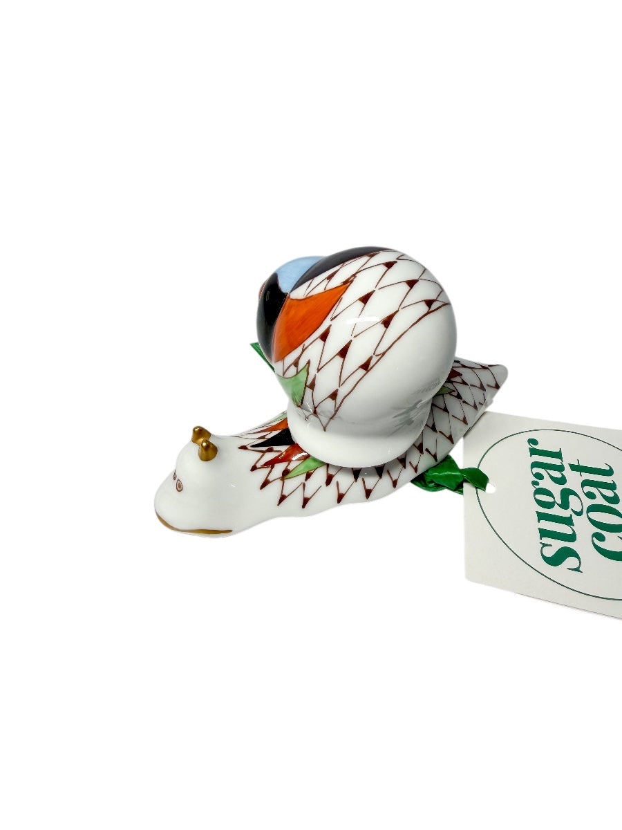 Vintage Holohaza Hungary Hand-Painted Porcelain Snail Figurine