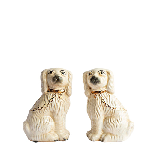 White Staffordshire Style Dogs Pair