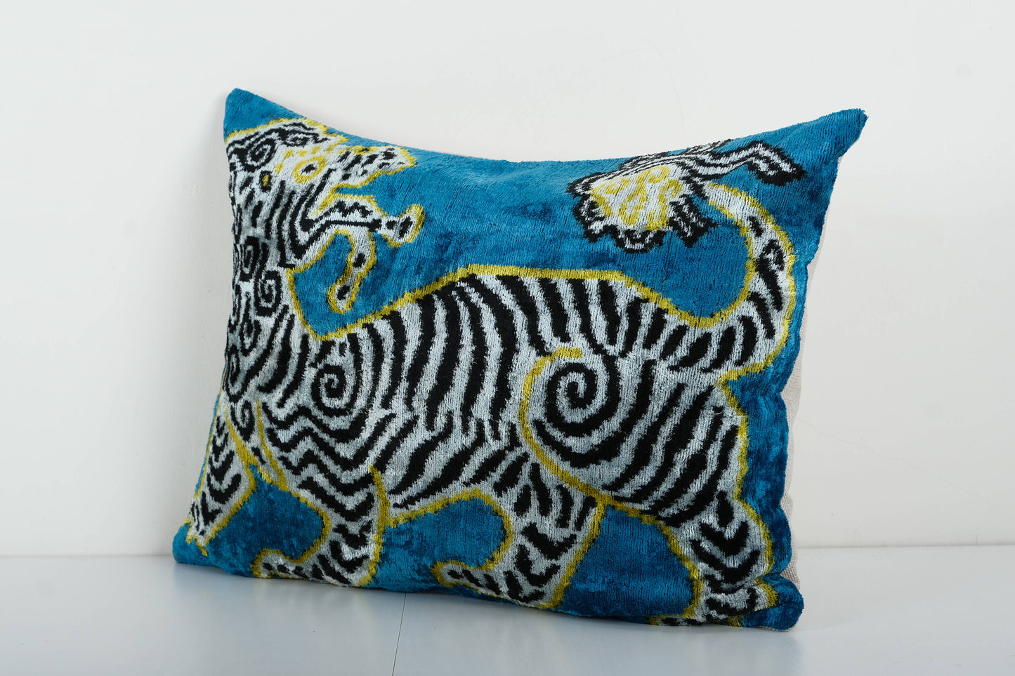 Pair of Zebra Silk Ikat Velvet Pillows