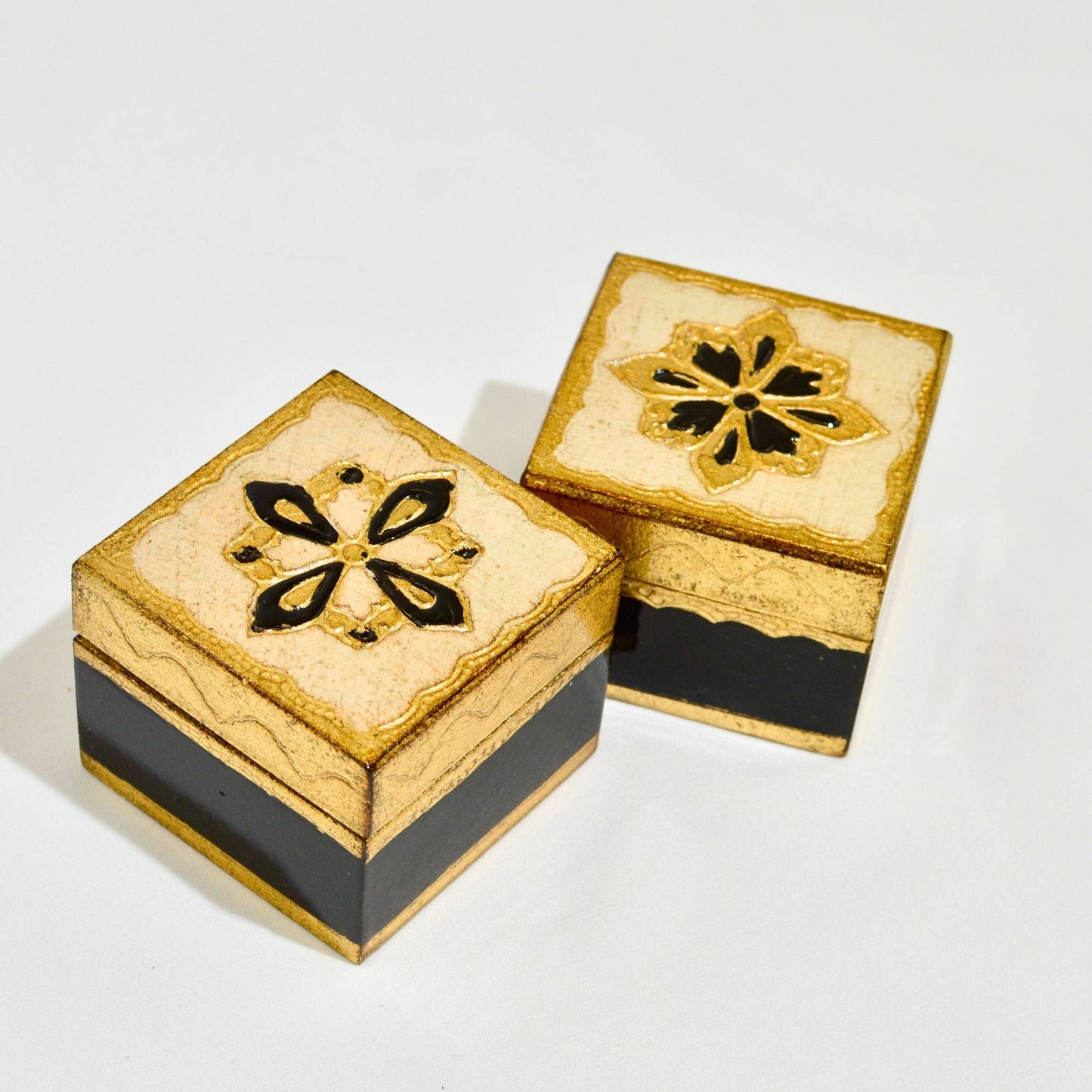 Florentine Carved Mini Wood Box with Lid, Ring Box: Sky Blue