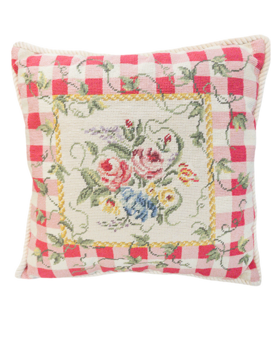 Vintage French Country Needlepoint Pillow