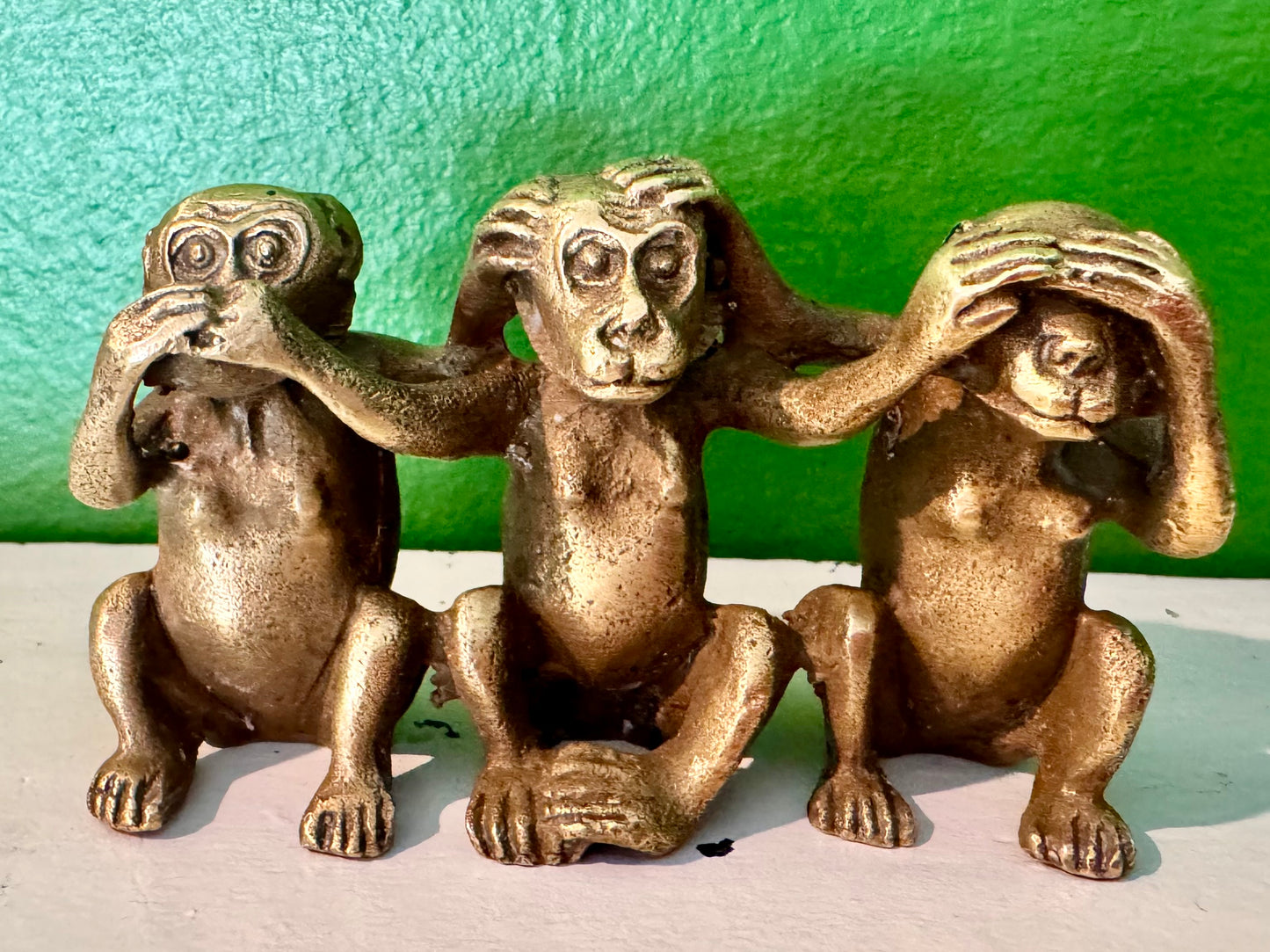 Three Wise Monkeys in Brass