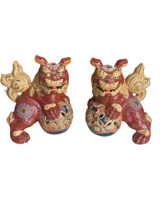 Vintage Kutani Foo Dog Pair