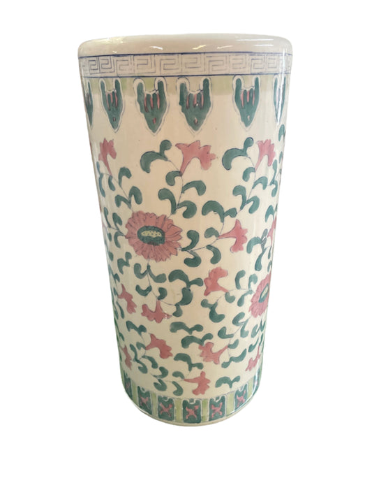 Vintage Ceramic Chinoiserie Umbrella Stand