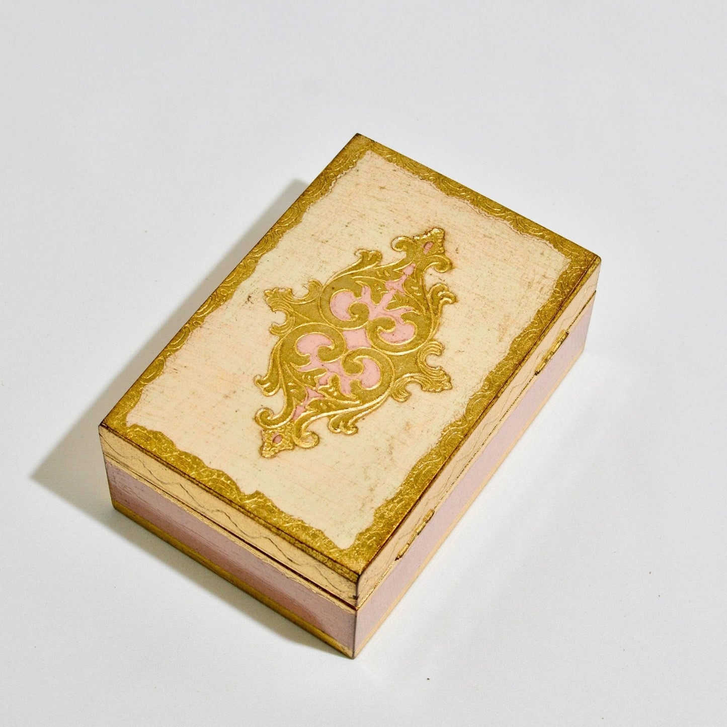 Florentine Carved Wood Dresser Box - Pink