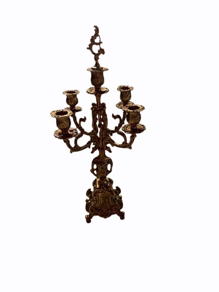 French Rococo Style Gilt Bronze Five-Arm Candelabra