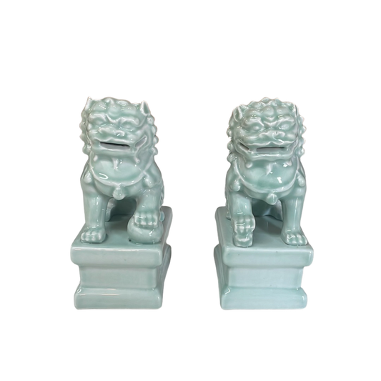 Pair of Sea Foam Foo Dogs