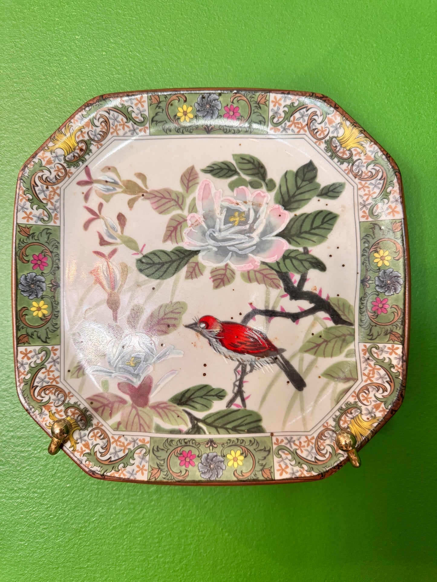 Vintage Bird and Flower Plate