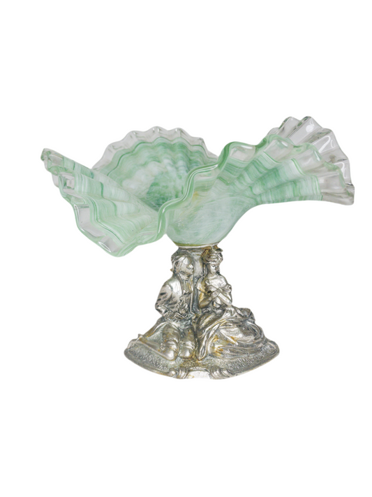 La Meridiana Murano Glass Bowl on Decorative Silver Base