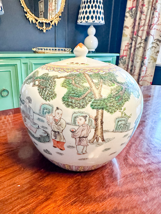 Vintage Famille Verte Lidded Ginger Jar