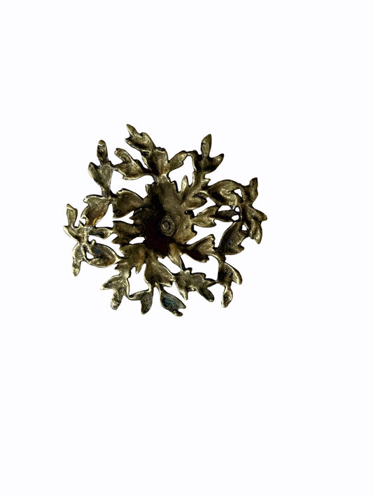 Antique cast brass floral rosette curtain tieback